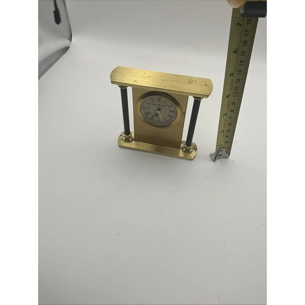 Howard Miller Casey Brass Quartz Desk Alarm Clock Model 613-621 Untested